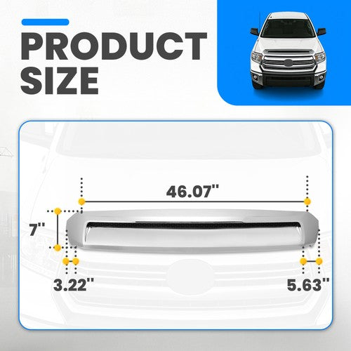 Solid Spare Chrome Front Upper Hood Bulge Molding Grille Trim For Toyota Tundra 2014-2021