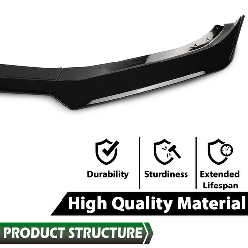 Solid Spare Fit For 16-2021 Chevrolet Camaro 1LE Style Front Bumper Lip Splitter Gloss Black
