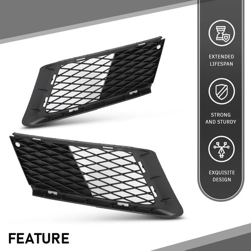 Solid Spare Fit For 07-10 BMW 328xi 328i xDrive Fog Light Cover Lower Grille Trim Left+Right