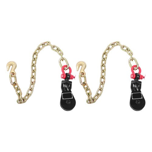 Solid Spare 2 Pcs Chained Pulley 2 Ton G70 Snatch Block 2 FT Tow Chain for 3/8" Wire Rope