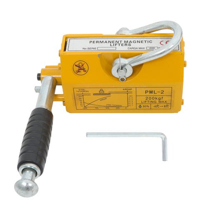 Solid Spare 440lbs/200kg Permanent Magnetic Lifter 2.5 Safety Factor Lifting Magnet Yellow