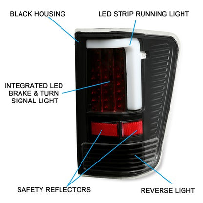 Solid Spare Black Fits 2004-2015 Titan LED Tube Tail Lights Brake Lamps Left+Right 04-15