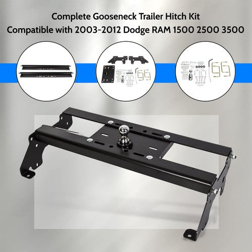 Solid Spare Underbed Gooseneck Trailer Hitch Kit For Dodge Ram 1500 2500 3500HD 2003-2012