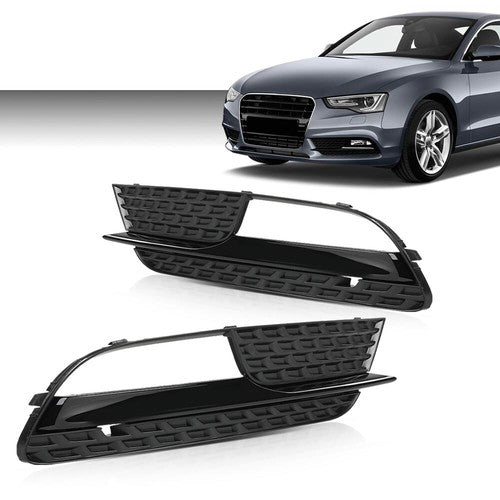 Solid Spare Front Bumper Fog Light Cover Left+Right Side Fit For 2012-2016 Audi A5 Quattro