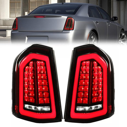 Solid Spare Full LED Taillights with LED Reverse / Signal Black For 2011-2014 Chrysler 300