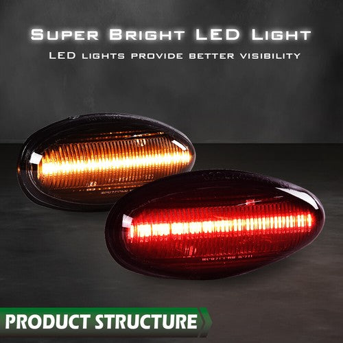 Solid Spare LED Side Marker Lights Lamps Smoked Fit For 2001-2014 Chevy Silverado GMC Sierra