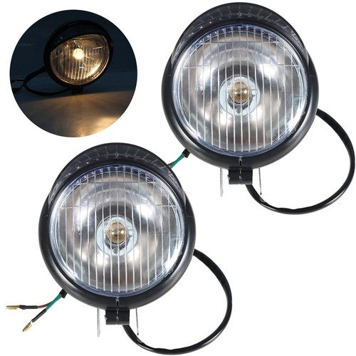 Solid Spare For Black Motorcycle Passing Driving Spot Fog Lamp w/ Turn Signal Lights