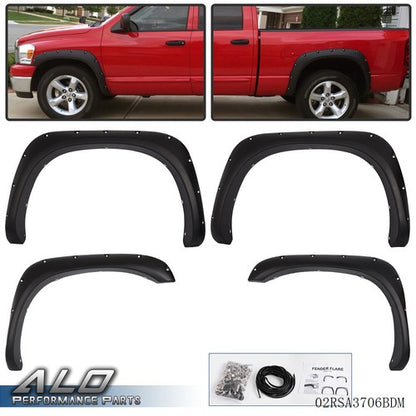 Solid Spare 4pcs Fit For 02-08 Ram 1500 03-09 Ram 2500/3500 Pocket Rivet Style Fender Flares