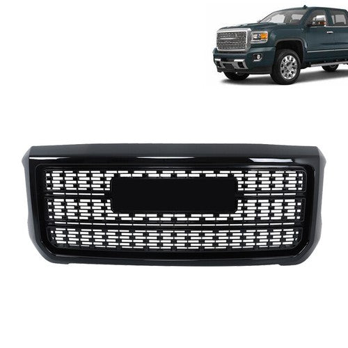 Solid Spare Front Upper Grille Gloss Black For GMC Sierra 2500HD 3500HD Denali 2015-2019