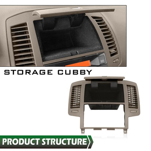 Solid Spare Fit For 05-06 Nissan Altima Dash Radio Center Air Vent Trim Bezel Storage Brown