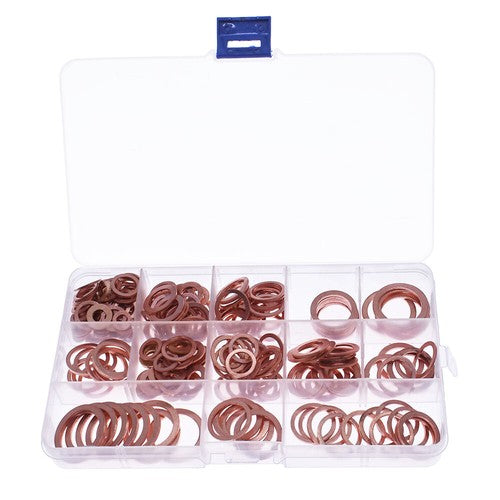Solid Spare 280Pcs Kit 12 Sizes Assorted Solid Copper Crush Washers Seal Flat Ring with Box