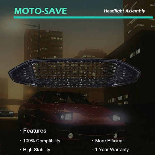 Solid Spare Front Upper Honeycomb Trim Black Gloss Grille Fit For Ford Fusion 2017 2018
