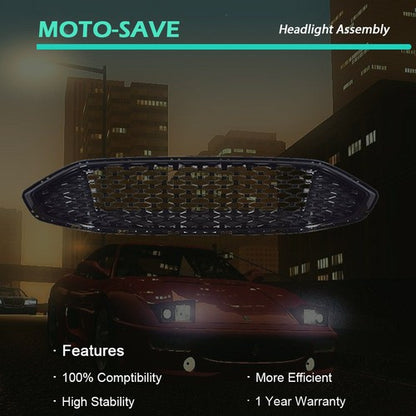 Solid Spare Front Upper Honeycomb Trim Black Gloss Grille Fit For Ford Fusion 2017 2018