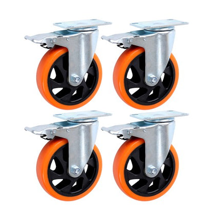 Solid Spare 5 inch Swivel Caster Wheels with Dual Locking, Heavy Duty Castors Set of 4