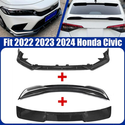 For 2022-2024 Honda Civic CF Painted Rear Trunk & Roof Spoiler Wing & Front Lip