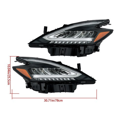 Solid Spare Clear Black Housing For 2019-2021 Nissan Murano Pair LH&RH Projector Headlights