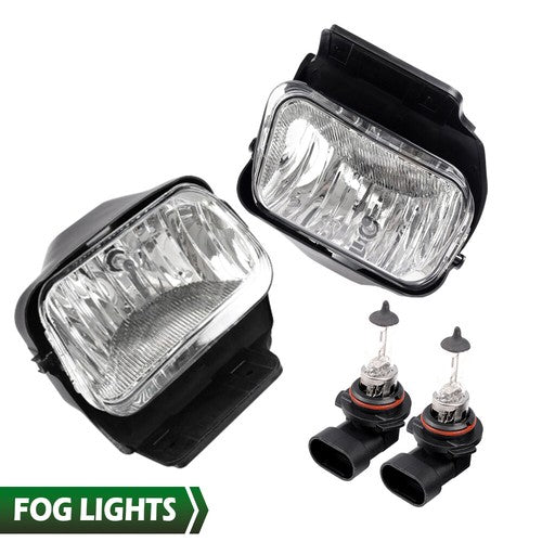 Solid Spare Amber/Chrome Headlights+Fog Lights Fit For 2003-2007 Chevy Silverado Avalanche