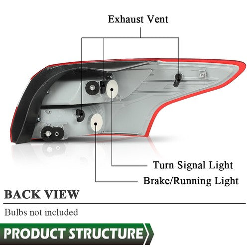 Solid Spare Rear Outer Tail Light Brake Lamp Assembly Fit For 2012-2014 Ford Focus Left Side