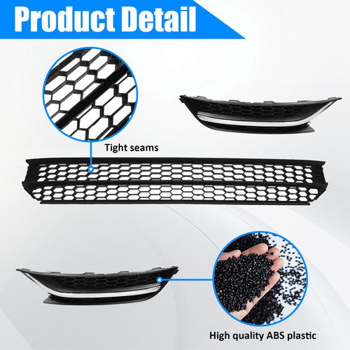 Front Bumper Lower Grille & Fog Light Bezel Cover LH+RH Fit 2012-2015 VW Passat