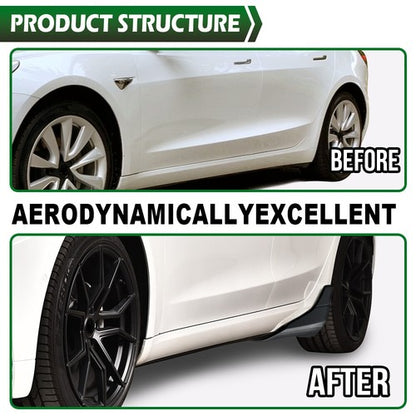 Solid Spare Fit For 2017-2021 Tesla Model 3 Side Skirt Panel Splitter Body Kit Matte Black