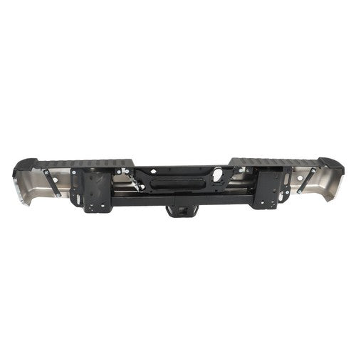 Solid Spare Chrome Rear Bumper For Ford F150 2015-2019 w/ Heavy Duty Tow & Sensor Hole