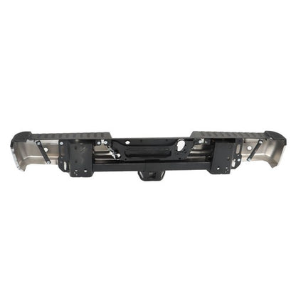 Solid Spare Chrome Rear Bumper For Ford F150 2015-2019 w/ Heavy Duty Tow & Sensor Hole