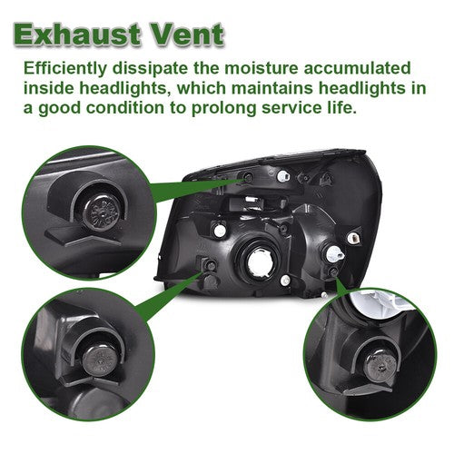 Solid Spare Fit For 05-09 Chevy Equinox Clear Lens Chrome Housing Headlights Left+Right