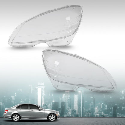 Solid Spare Pair Headlight Headlamp Lens Cover Fit For 2008-2011 Mercedes Benz C-Class W204