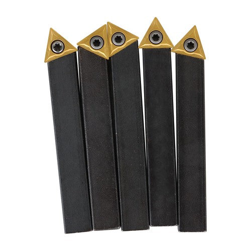 Solid Spare 5-piece 1/2 " lathe indexable carbide insert + turning tool bit holder kit USA