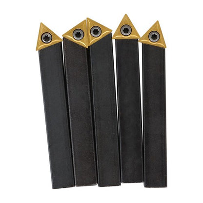 Solid Spare 5-piece 1/2 " lathe indexable carbide insert + turning tool bit holder kit USA