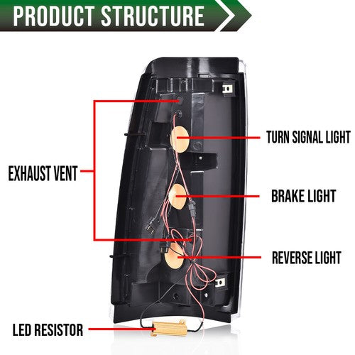 Solid Spare Fit For 99-02 Chevy Silverado 1500/99-06 GMC Sierra LED Tube Tail Lights Red