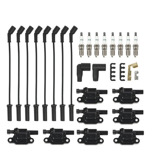 Solid Spare 8PCS Fit For Silverado 1500 Tahoe GMC Square Ignition Coil & Spark Plug & Wires