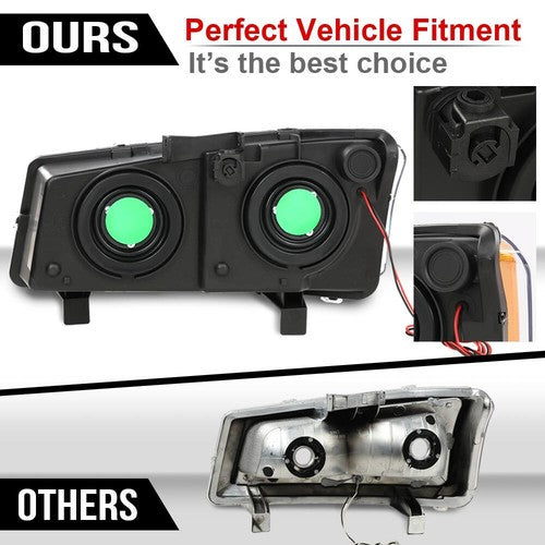 Solid Spare Fit For 03-07 Chevy Silverado Avalanche Smoke/Black LED DRL Headlights