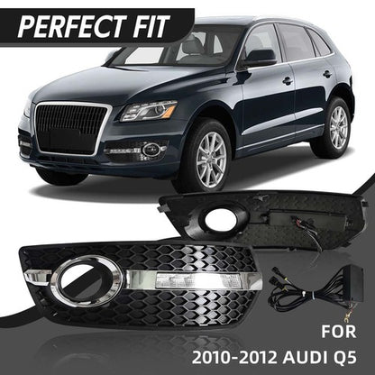 LED DRL Fog Lights Bezel Cover Lamp w/Wire harness switch For 2009-2012 Audi Q5