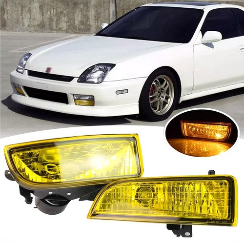 For 1997-2001 Honda Prelude Yellow Lens Bumper Fog Lights Driving Lamps w/wiring
