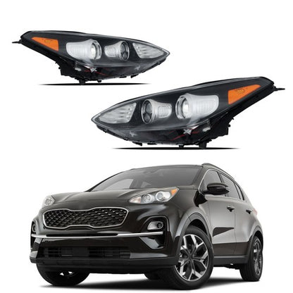 Solid Spare For Kia Sportage 2017-2022 Clear Halogen w/LED DRL 1Pair Headlights Assembly Set