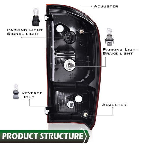 Solid Spare Red/Black Rear Tail Light Brake Lamp Fit For 16-22 Toyota Tacoma TRD Left Side