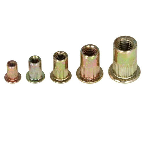 Solid Spare Zinc Steel Rivet Nut Kit 300 Pack Rivnut Nutsert Assort 150pcs Metric+150pcs SAE
