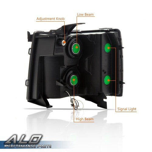 Solid Spare Smoke Lens Black LED DRL Headlights Fit For 07-14 Chevy Silverado 1500 2500 3500