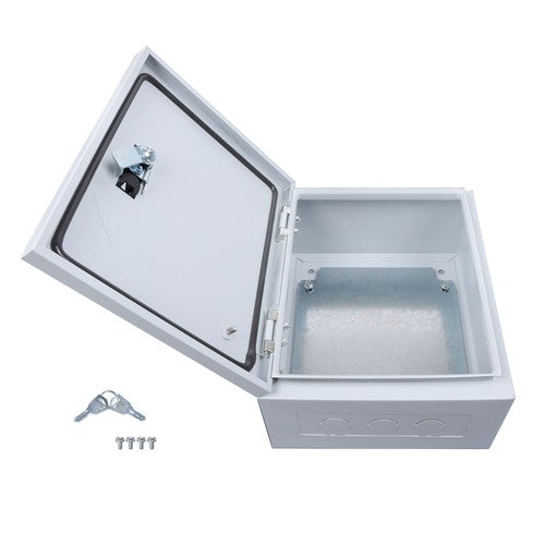 Solid Spare 12x10x6" NEMA 4X Steel Electrical Box, IP56 Waterproof Lockable w/Mounting Plate