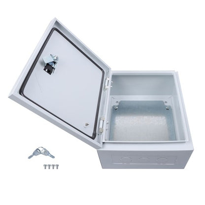 Solid Spare 12x10x6" NEMA 4X Steel Electrical Box, IP56 Waterproof Lockable w/Mounting Plate