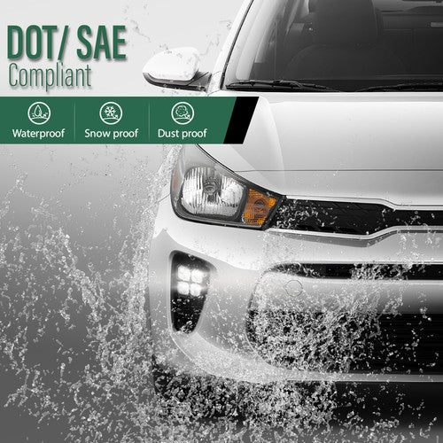 Solid Spare Fit For 18-20 Kia Rio LED DRL Daytime Running Lights Fog Lamps w/ Turn Signal
