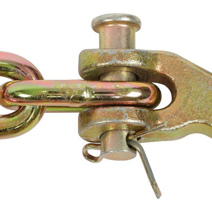 Solid Spare G70 1/4in×20ft Transportation Bundle Chain Steel Gold 3150lbs with Clevis Hooks