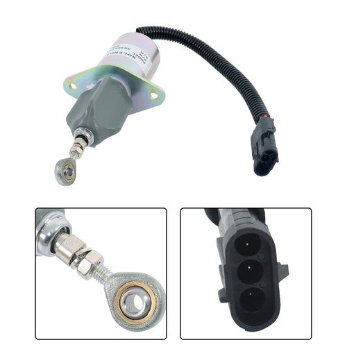 Solid Spare 12V Fuel Shutoff Solenoid 3935649 SA-4765-12 for 5.9L 8.3L Cummins Engine