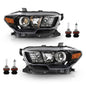 Solid Spare Fit For 2016-2023 Toyota Tacoma Black Projector Headlights Headlamps w/o LED DRL