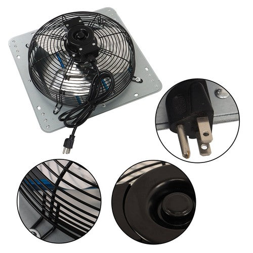 Solid Spare Aluminum 12" Wall Mounted Shutter Exhaust Fan With 1.65 Meters Power Cord Kit