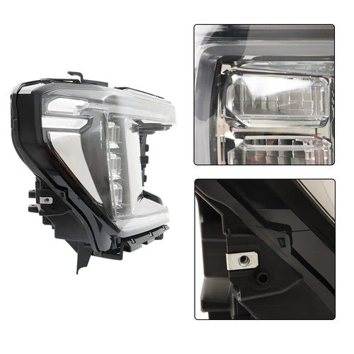 Solid Spare Headlight Pair Projector For 2021-2023 GMC Yukon(XL) Passenger+Driver Side Clear