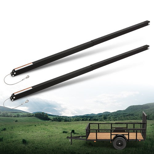Solid Spare 2 Sided Tailgate Utility Trailer Gate & Ramp Lift Assist System 350 Pounds Black