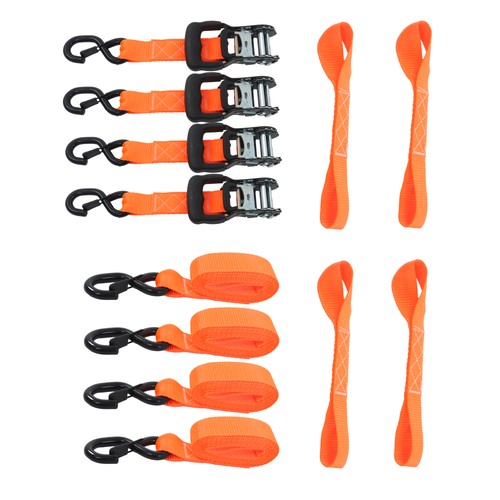 Solid Spare 4 Pack Steel Ratchet Strap Fracture Strength 5208lbs 1.6in*8ft with S Hooks