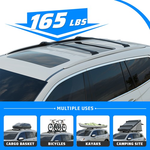 Solid Spare Pair Top Roof Rack Side Rails Luggage Cargo Carrier For 2016-2022 Honda Pilot